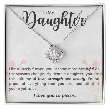 To My Daughter I Love You To Pieces Love Knot Necklace Birthday Gift For Daughter Necklace For Her