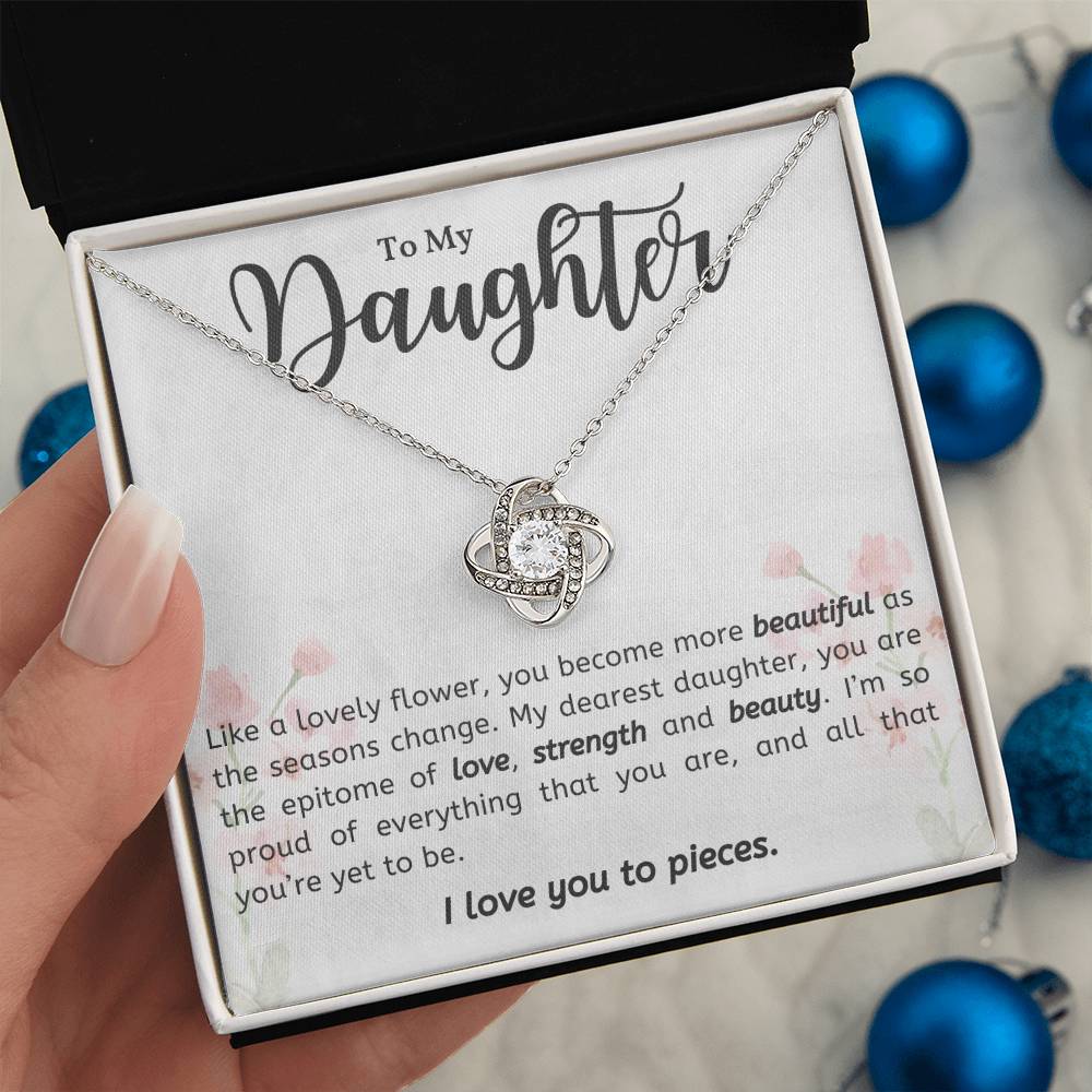 To My Daughter I Love You To Pieces Love Knot Necklace Birthday Gift For Daughter Necklace For Her