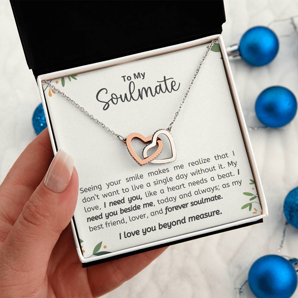 To My Soulmate I Love You Beyond Measure Interlocking Heart Necklace Gift For Her Birthday Anniversary Gift For Wife