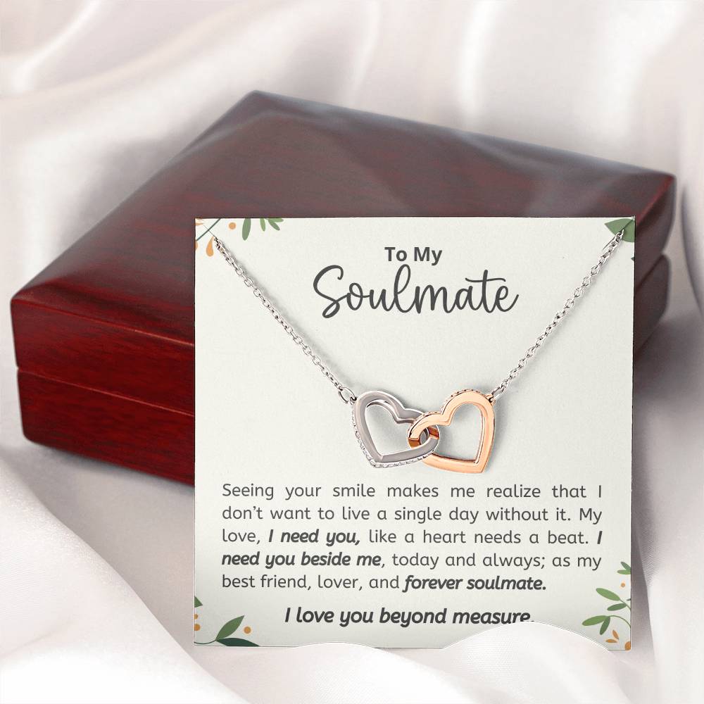 To My Soulmate I Love You Beyond Measure Interlocking Heart Necklace Gift For Her Birthday Anniversary Gift For Wife