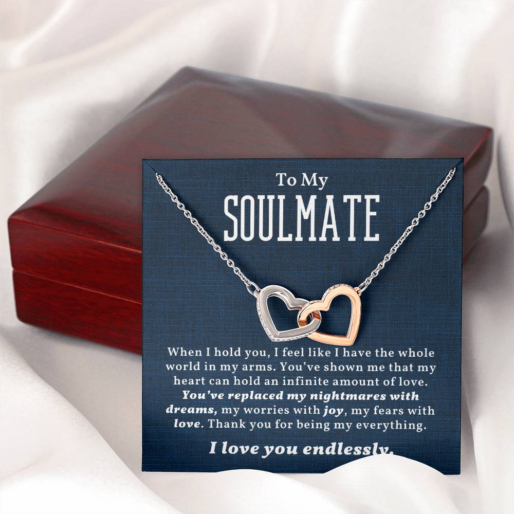 To My Soulmate Interlocking Heart Necklace Gift For Her Birthday Anniversary Gift For Wife