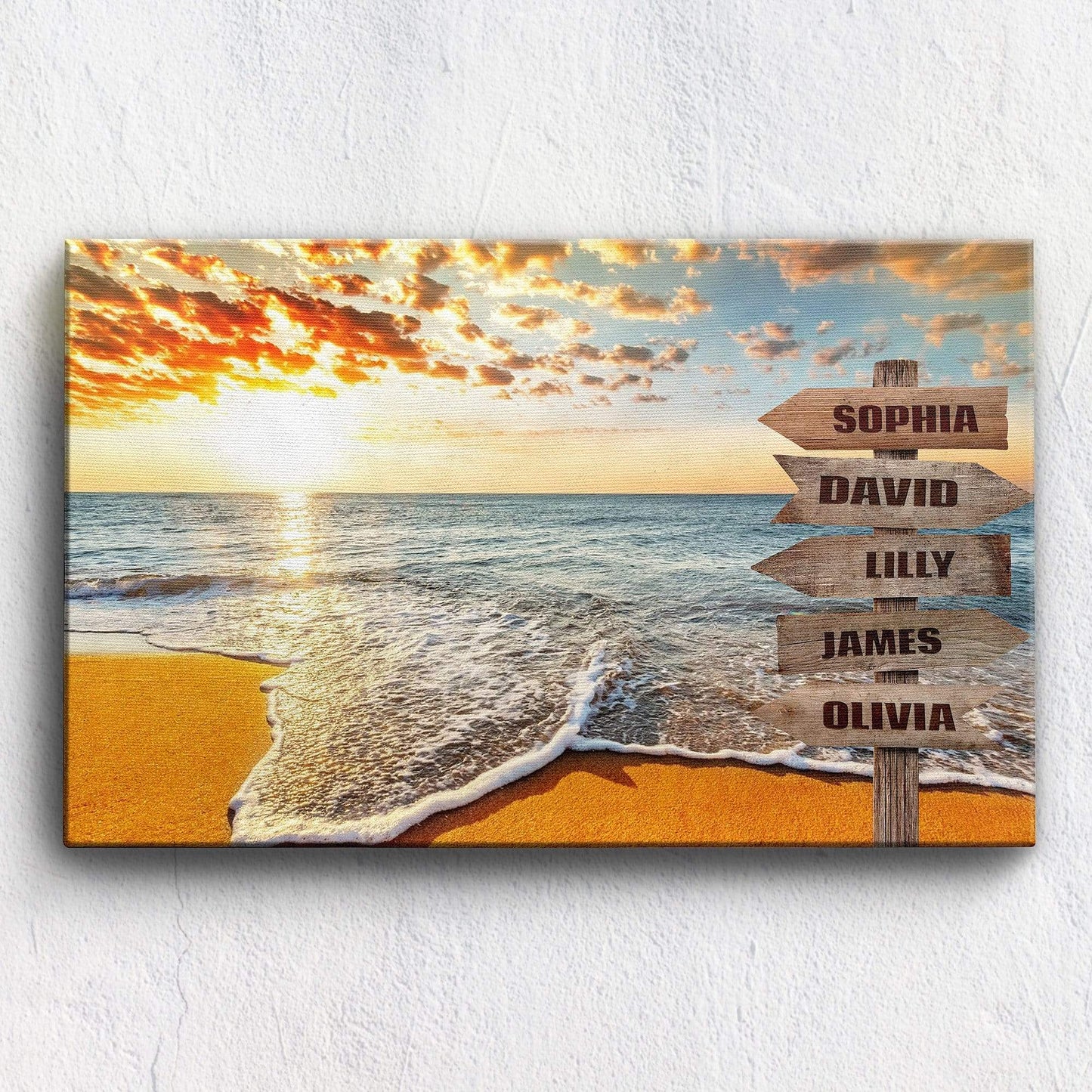 Beach Sunrise Customized Canvas With Multi Names