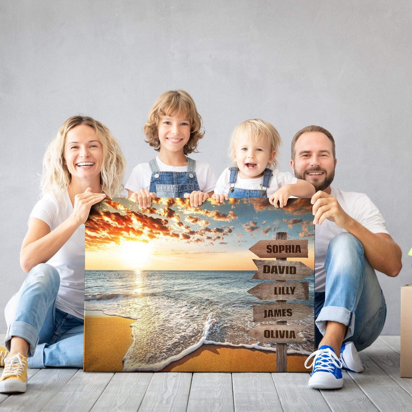 Beach Sunrise Customized Canvas With Multi Names