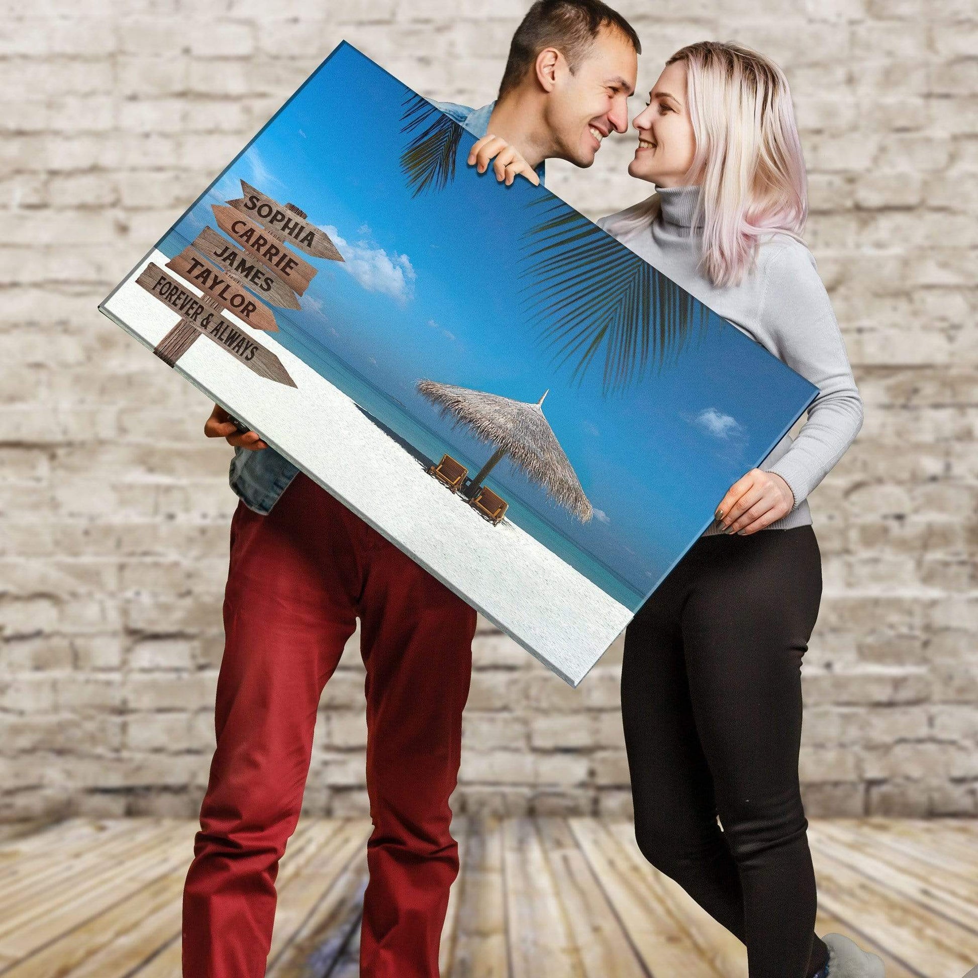 Beach View Customized Canvas With Multi Names