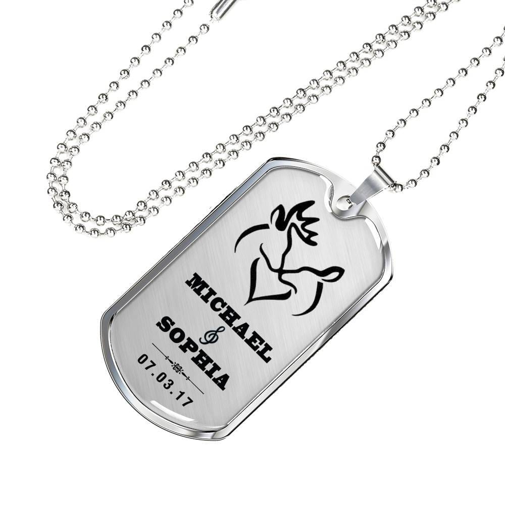 Personalized Couple Name & Date Military Necklace