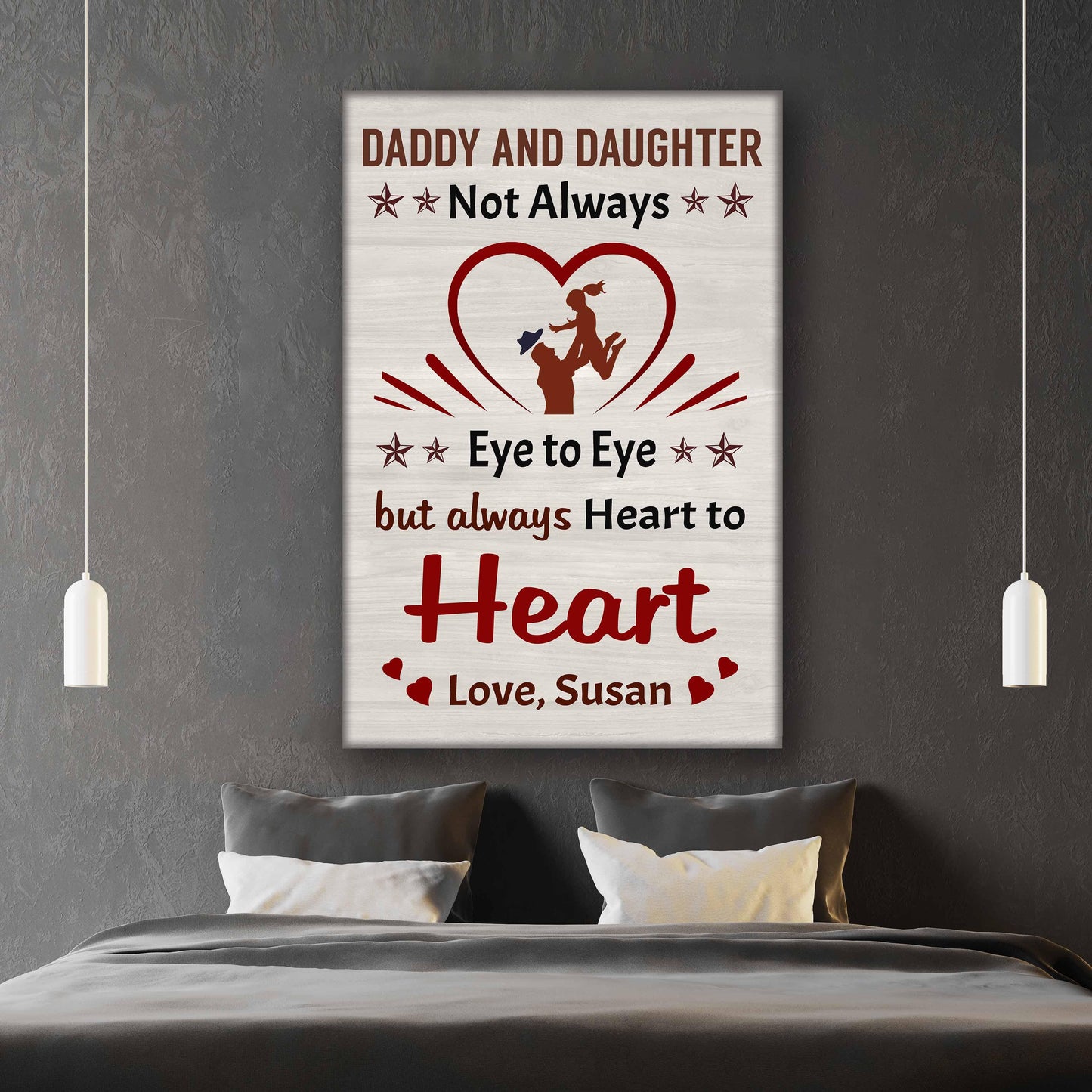 Customized Canvas Daddy And Daughter Always Heart To Heart Custom Canvas