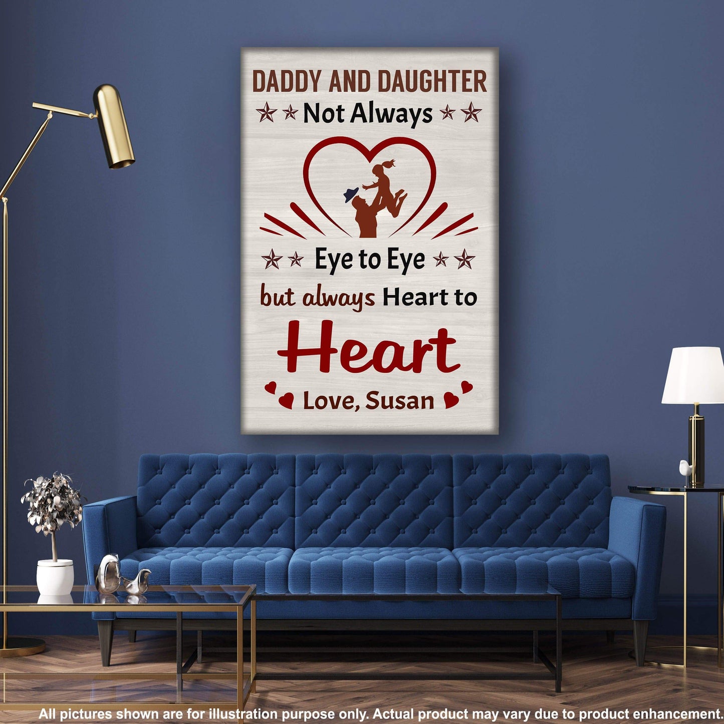 Customized Canvas Daddy And Daughter Always Heart To Heart Custom Canvas