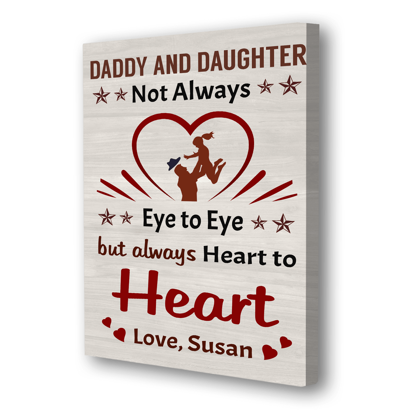 Customized Canvas 8"x12" Daddy And Daughter Always Heart To Heart Custom Canvas