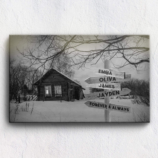 Customized Canvas 36" X 24" - BEST SELLER Ice Of Forest Black And White Customized Canvas With Multi Names