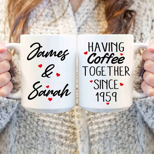 11Oz Having Coffee Together Customized Mug For Couple