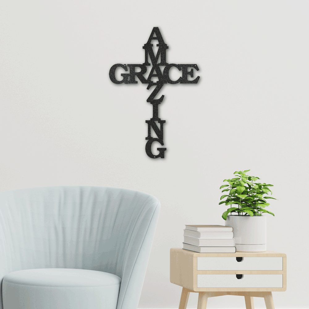 Jewelry Black / 24 Amazing Grace Cross - Steel Sign