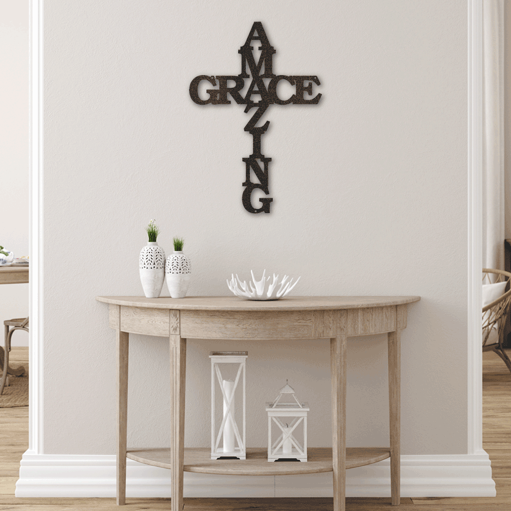 Jewelry Black / 30 Amazing Grace Cross - Steel Sign