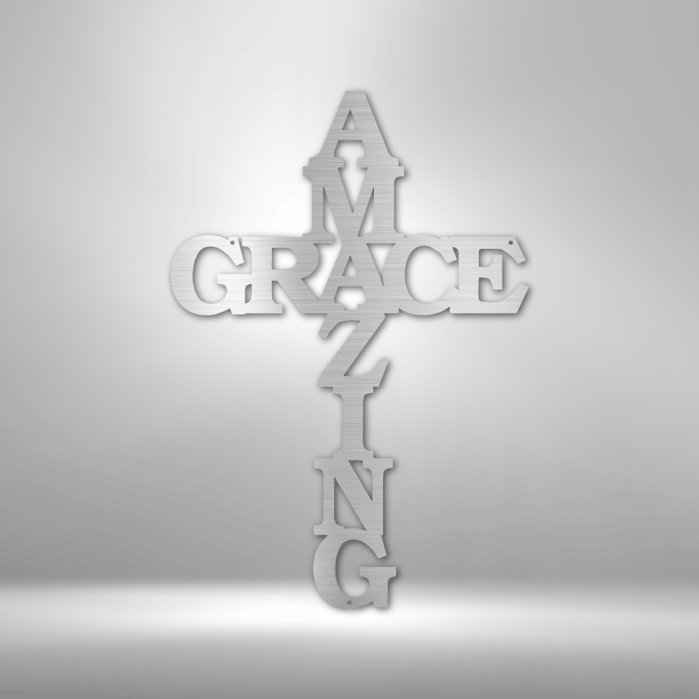 Jewelry Silver / 15 Amazing Grace Cross - Steel Sign