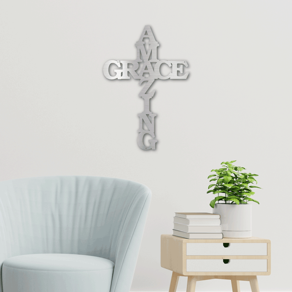 Jewelry Silver / 24 Amazing Grace Cross - Steel Sign