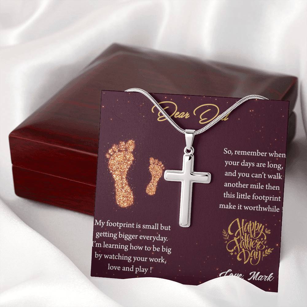 Jewelry Artisan Crafted Cross Necklace With Message Card, Necklace For Dad, Customized Silver Necklace, Dad Gift