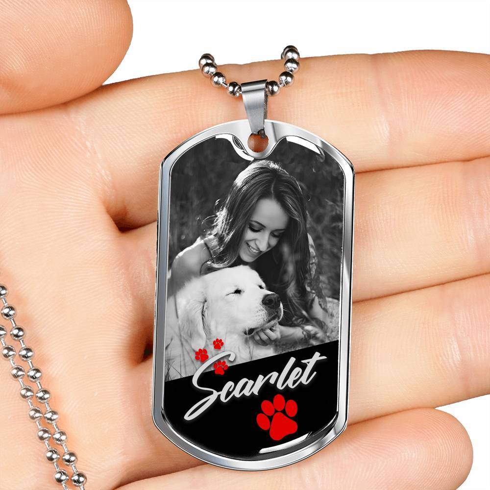 Customized Pet Image & Name Necklace