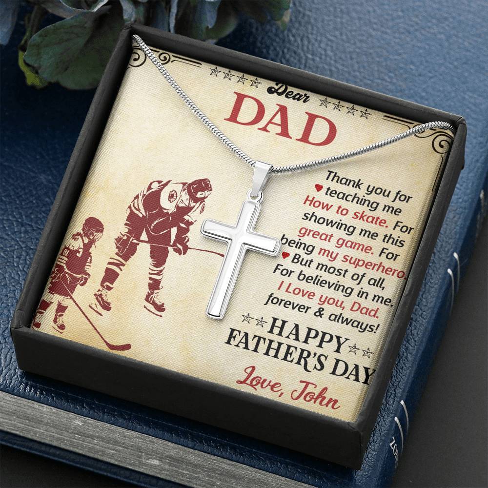 Jewelry Dad Thank You For Teaching Me How To Skate, Customized Necklace, Artisan Crafted Necklace, Father's Day Gift