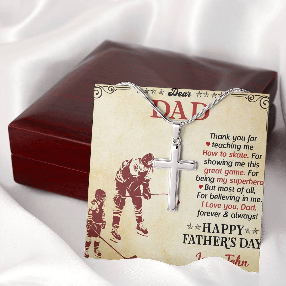 Jewelry Dad Thank You For Teaching Me How To Skate, Customized Necklace, Artisan Crafted Necklace, Father's Day Gift