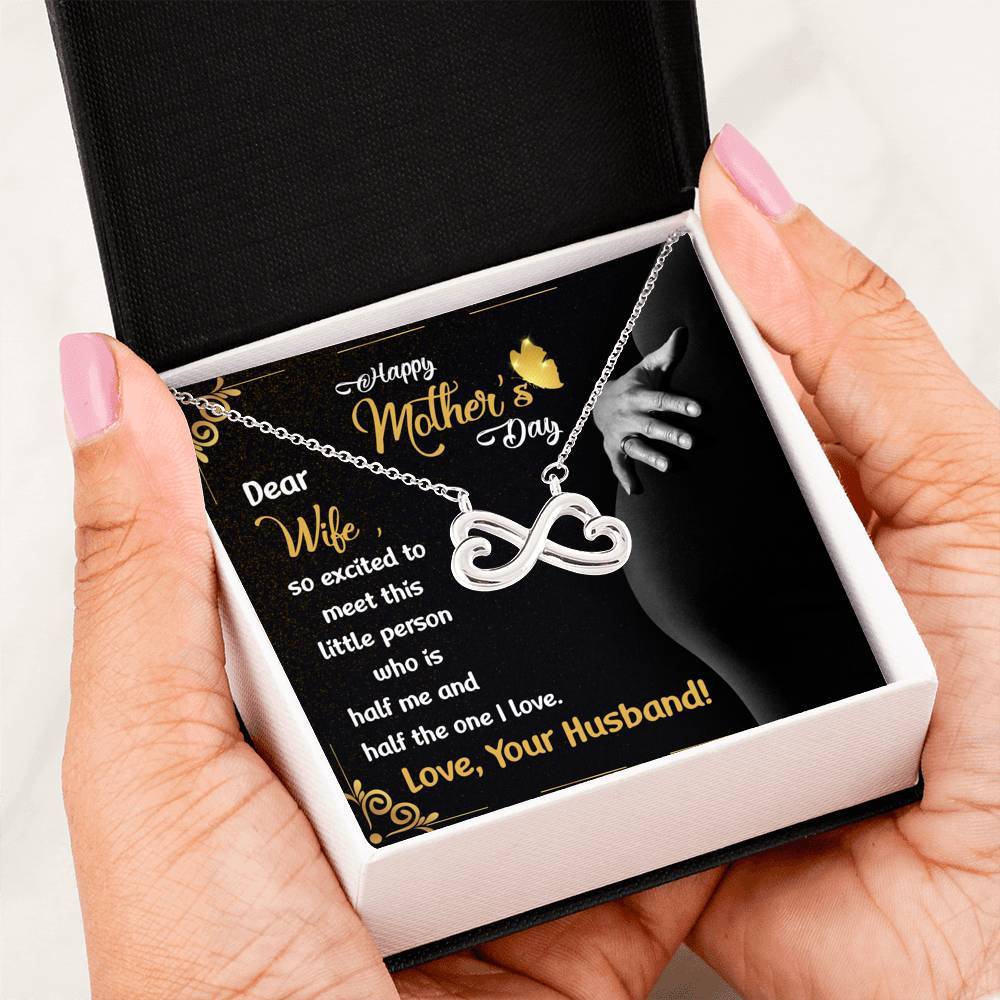 "Dear Wife So Excited To Meet Our Little Person" Necklace With Message Card