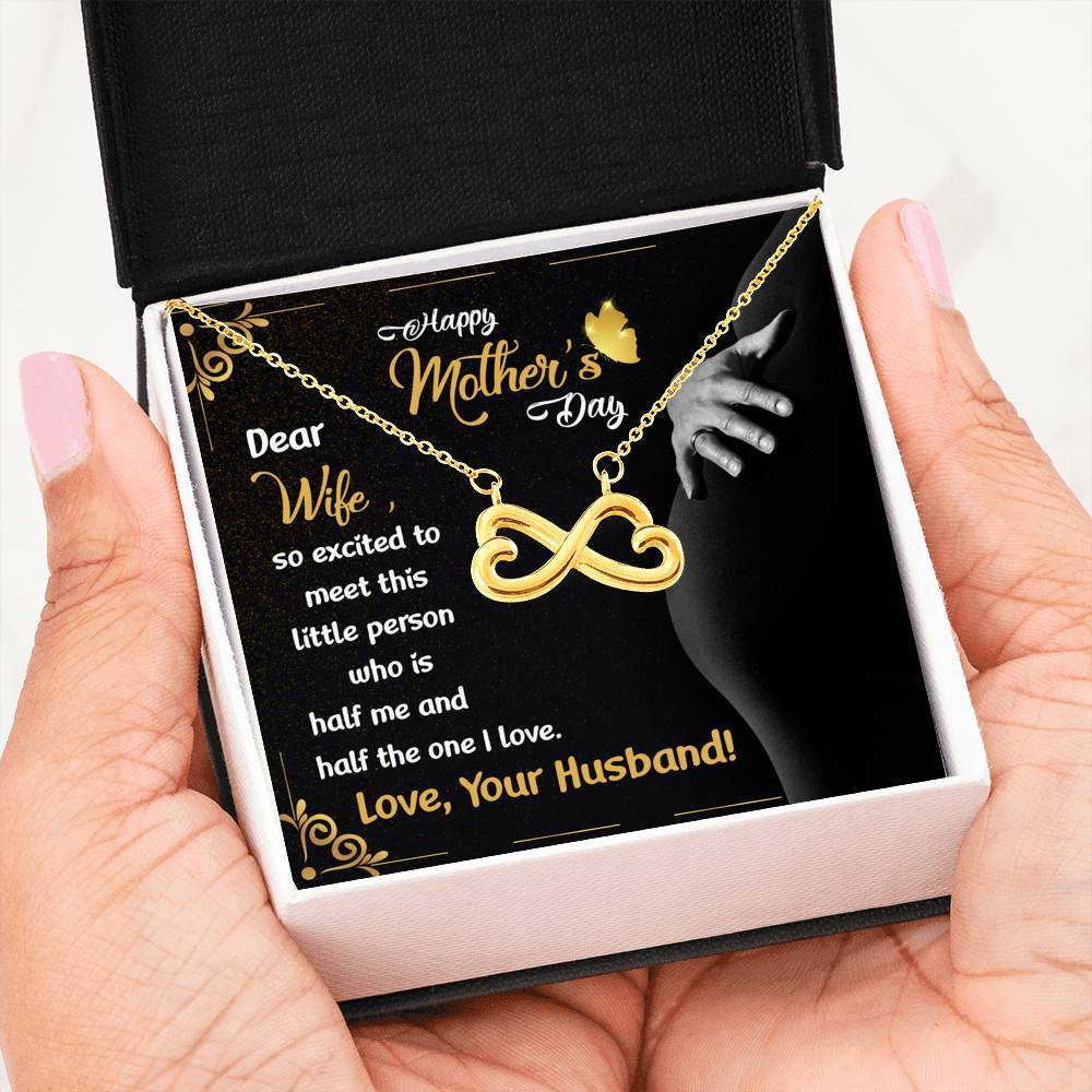 "Dear Wife So Excited To Meet Our Little Person" Necklace With Message Card