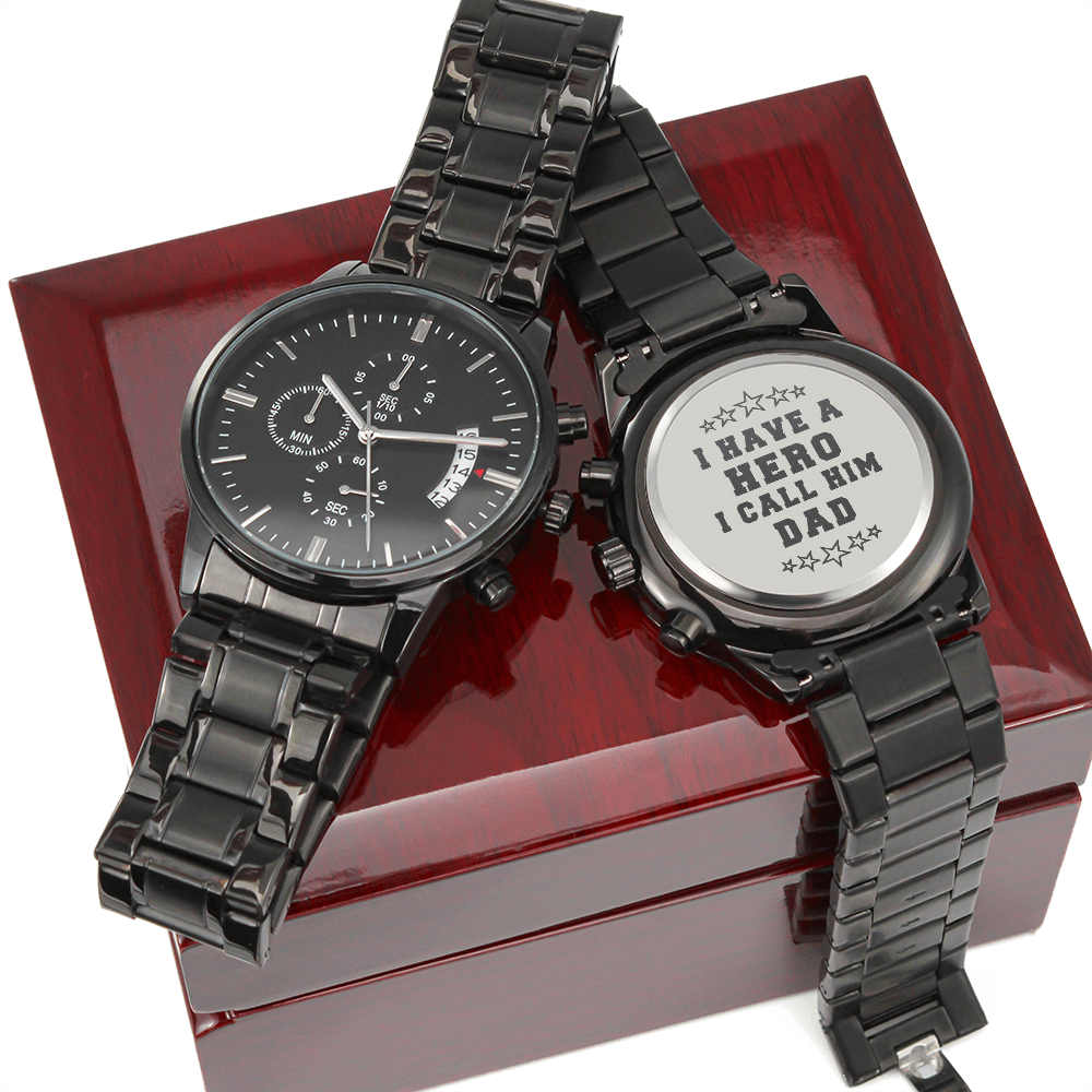 Jewelry Luxury Box Engraved Chronograph Watch, Father's Day Gift For Dad, Birthday Gift For Him, From Daughter/Son
