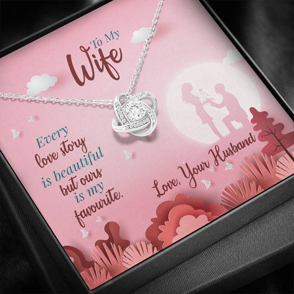 Jewelry 14K White Gold Finish Knot Pendant-Our Love Story Is My Favorite