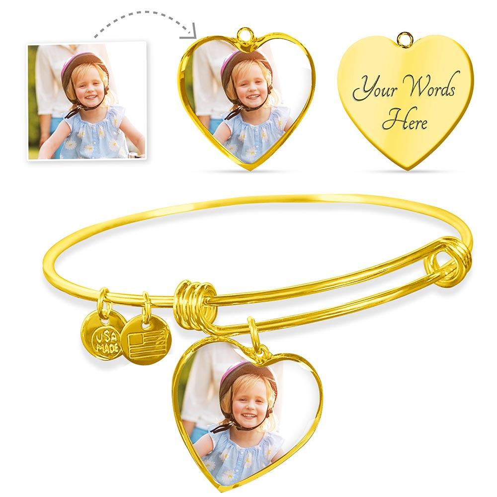 Personalized Custom Photo & Engraving Heart Shaped Bracelet
