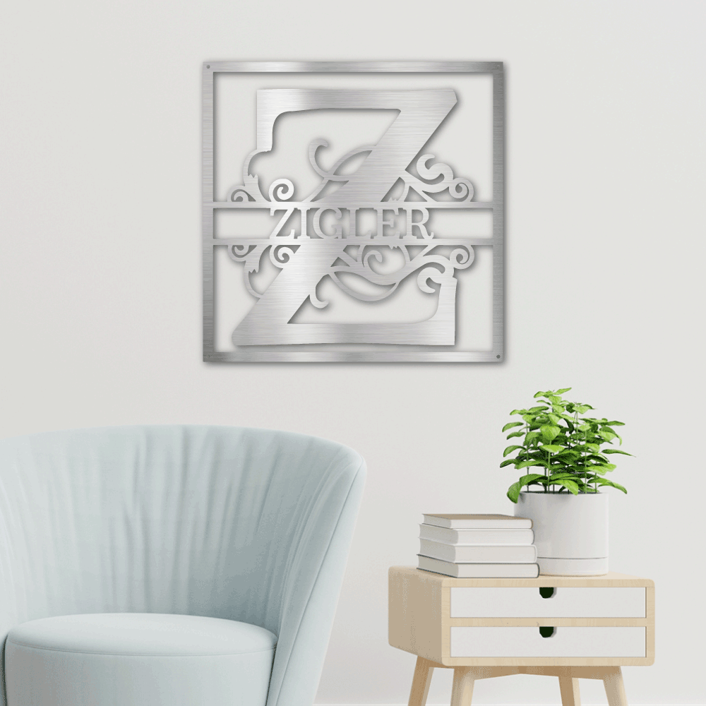 Jewelry Silver / 18 Split Square Name - Steel Sign
