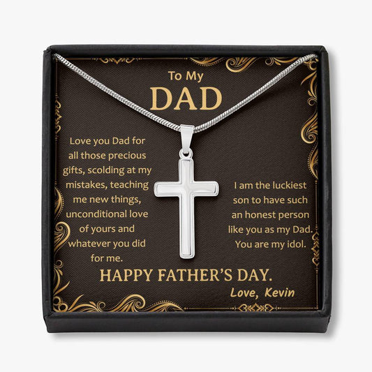 Jewelry To My Dad Artisan Crafted Necklace, Customized Necklace For Father's Day, Silver Necklace For Dad From Son