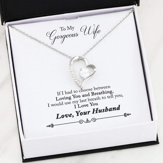 To My Gorgeous Wife Love You Till The Last Breath Premium Heart Pendant