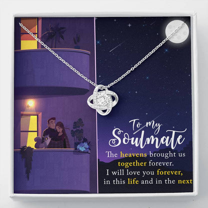 Jewelry 14K White Gold Finish To My Soulmate-I Will Love You Forever Knot Necklace