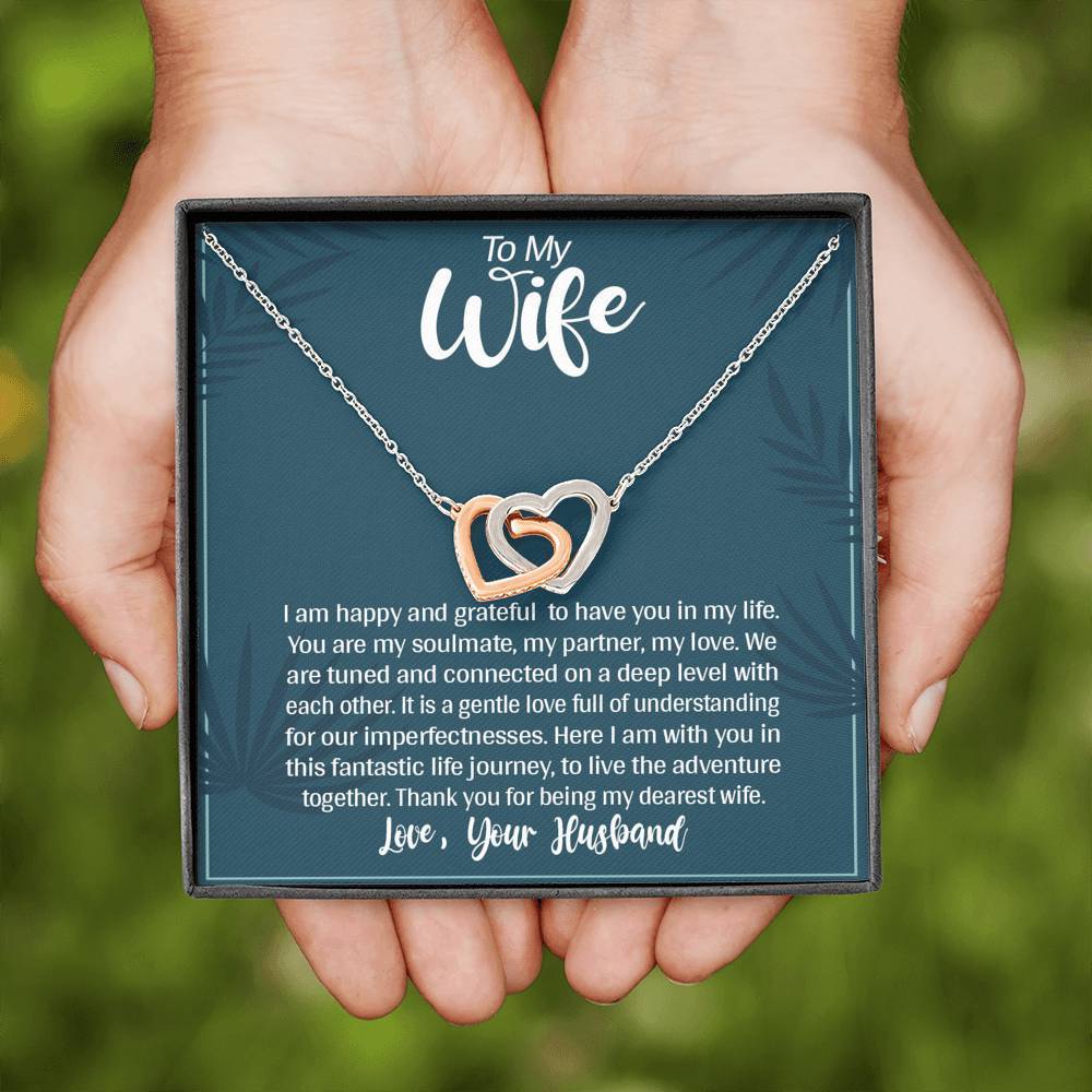 Jewelry To My Wife Two Heart Necklace With Message Card