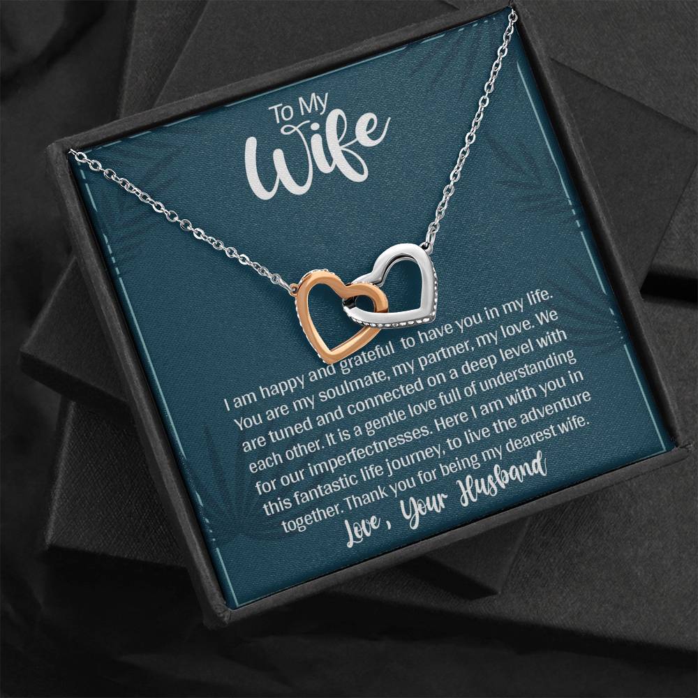 Jewelry To My Wife Two Heart Necklace With Message Card