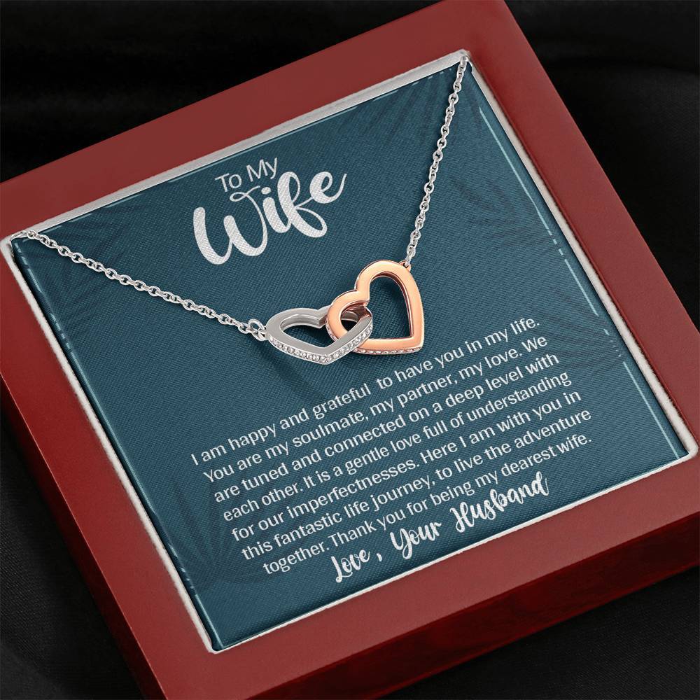 Jewelry Mahogany Style Luxury Box To My Wife Two Heart Necklace With Message Card
