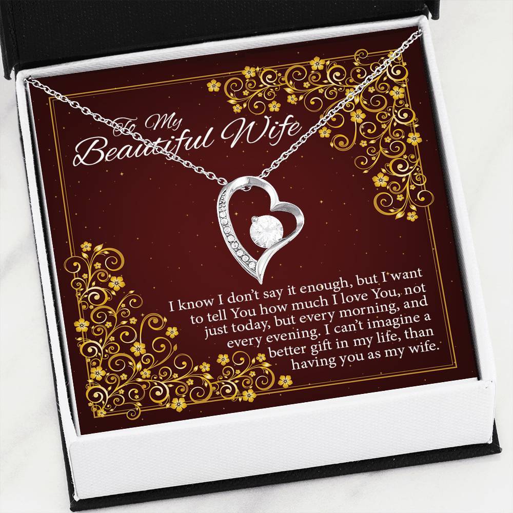 "To My Wife You Are The Best Gift Given By God To Me" 18k Gold Finish Necklace