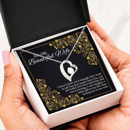 "To My Wife You Are The Best Gift Of My Life " Heart Pendant With Message Card
