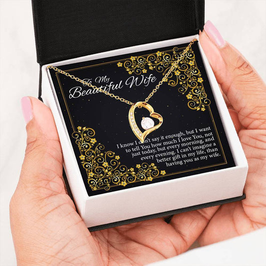 "To My Wife You Are The Best Gift Of My Life " Heart Pendant With Message Card