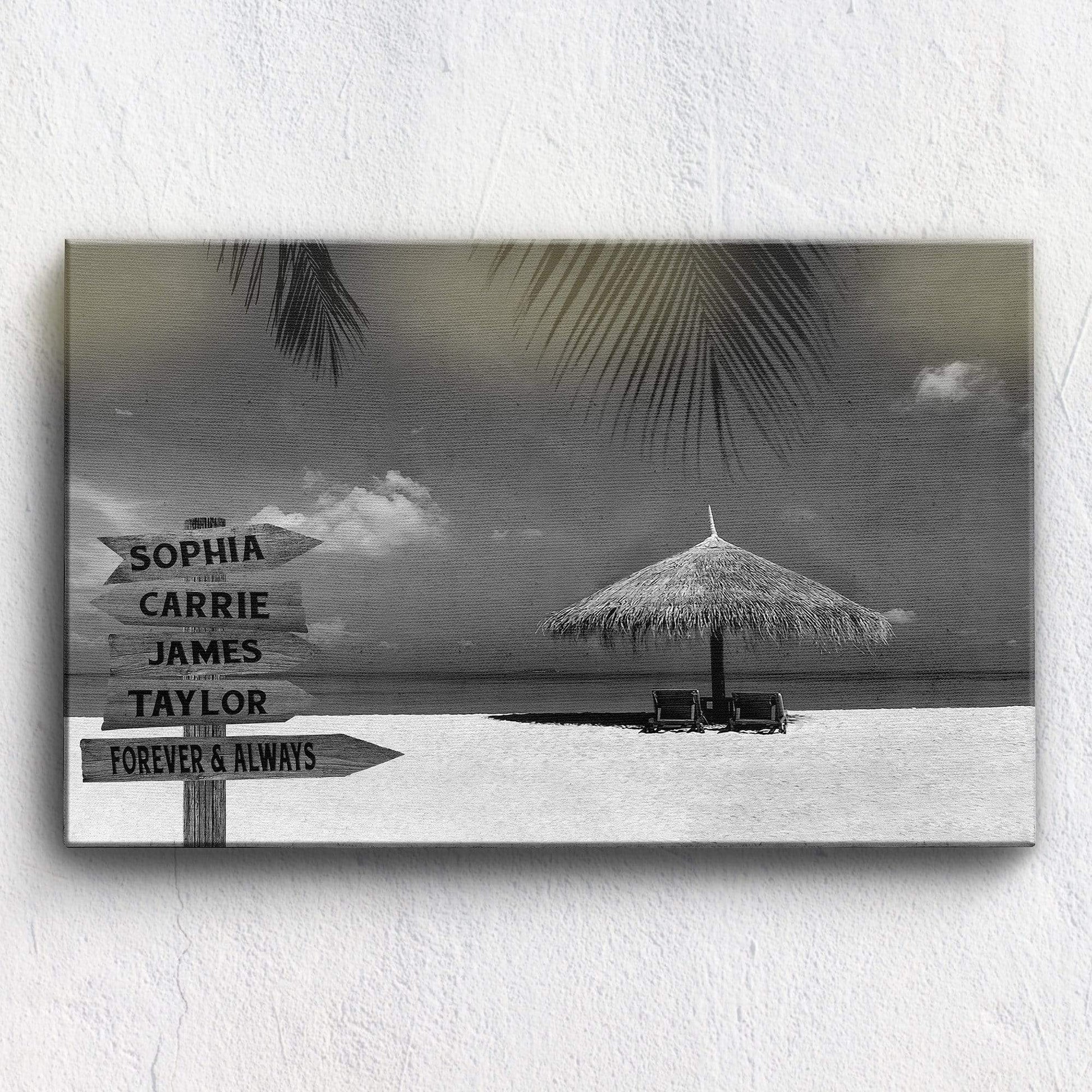 36" X 24" - BEST SELLER Maldives Beach Custom Premium Canvas With Multi Names