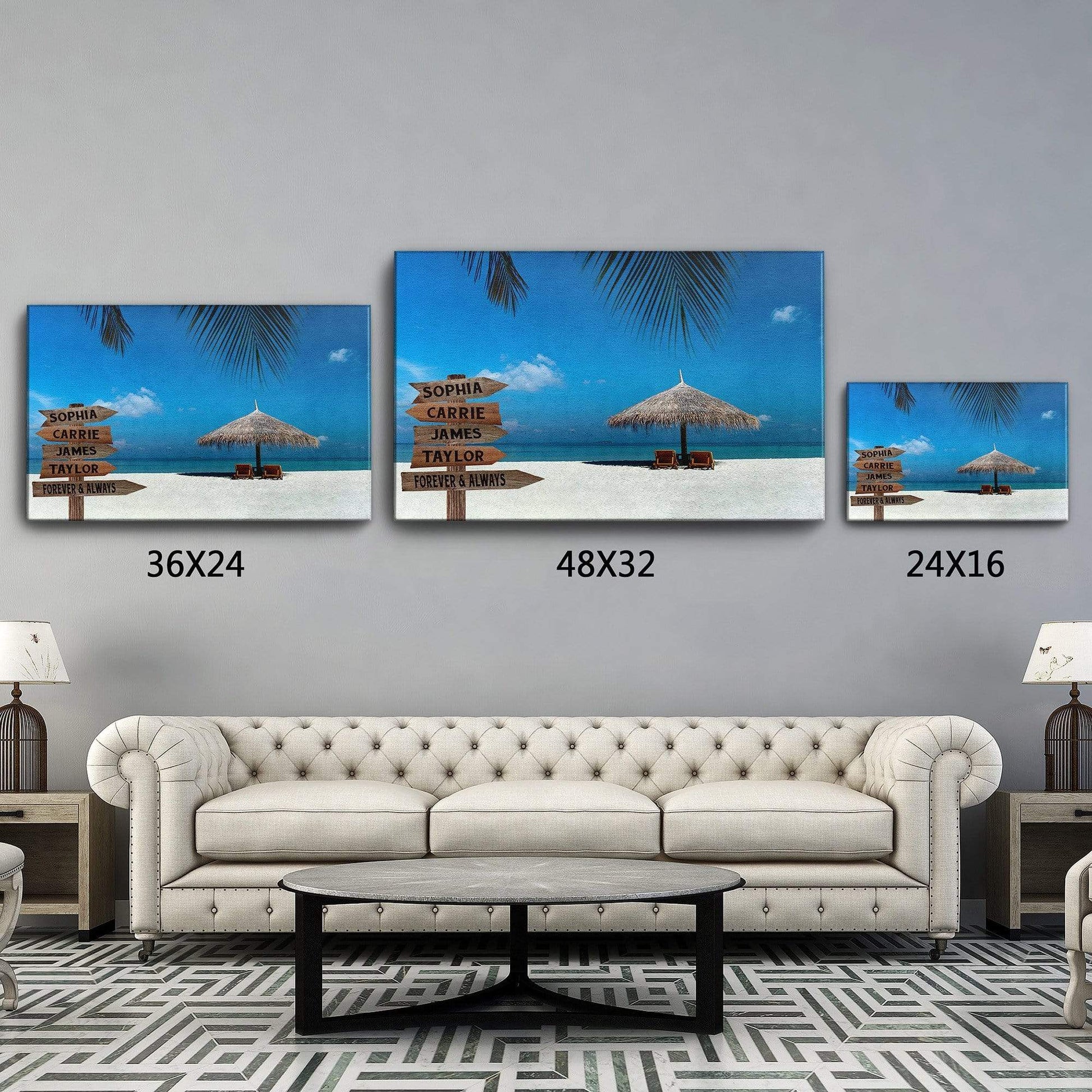 Maldives Beach Premium Canvas With Multi Names