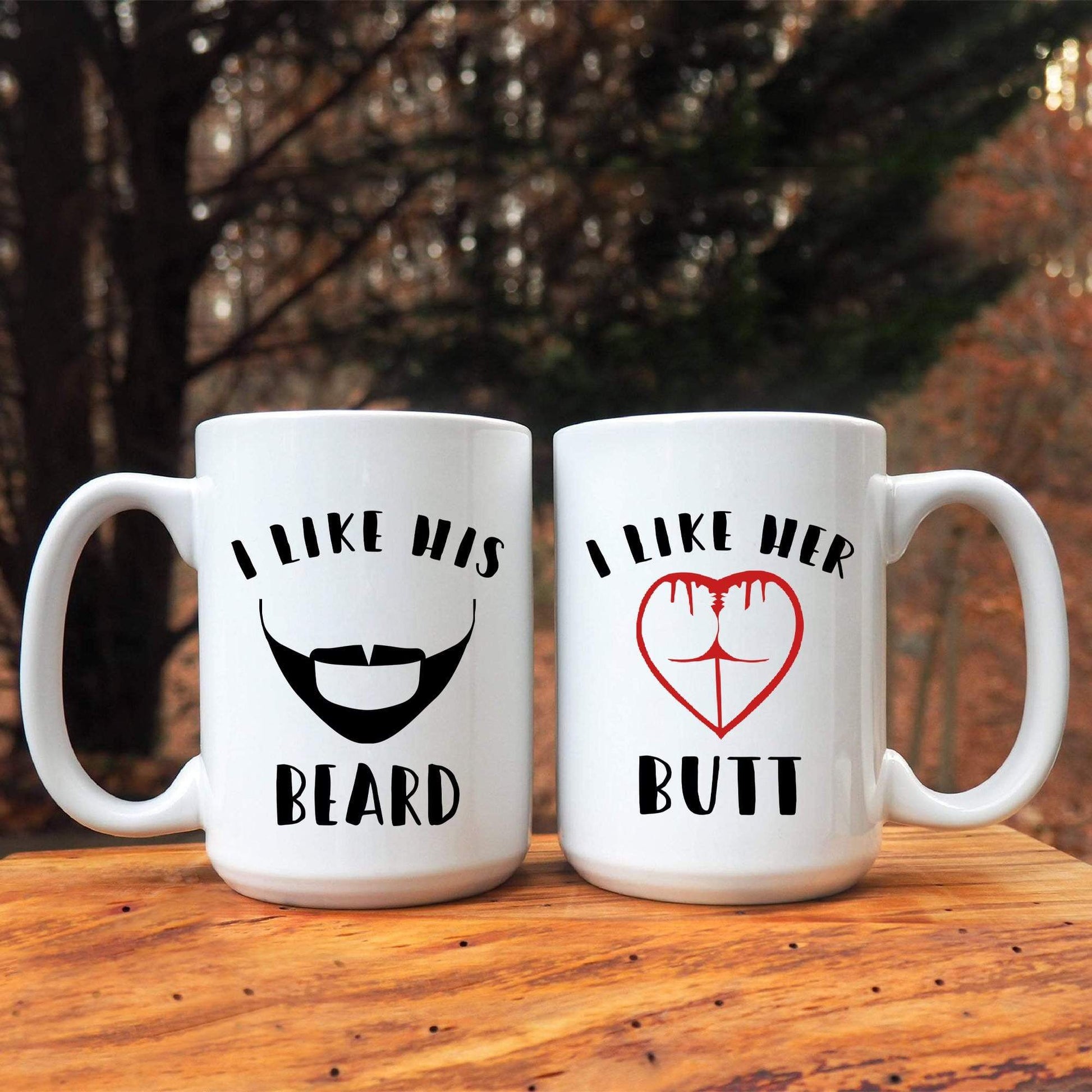 Mugs I Like His Beard, I Like Her Butt Couples Funny Coffee Mug