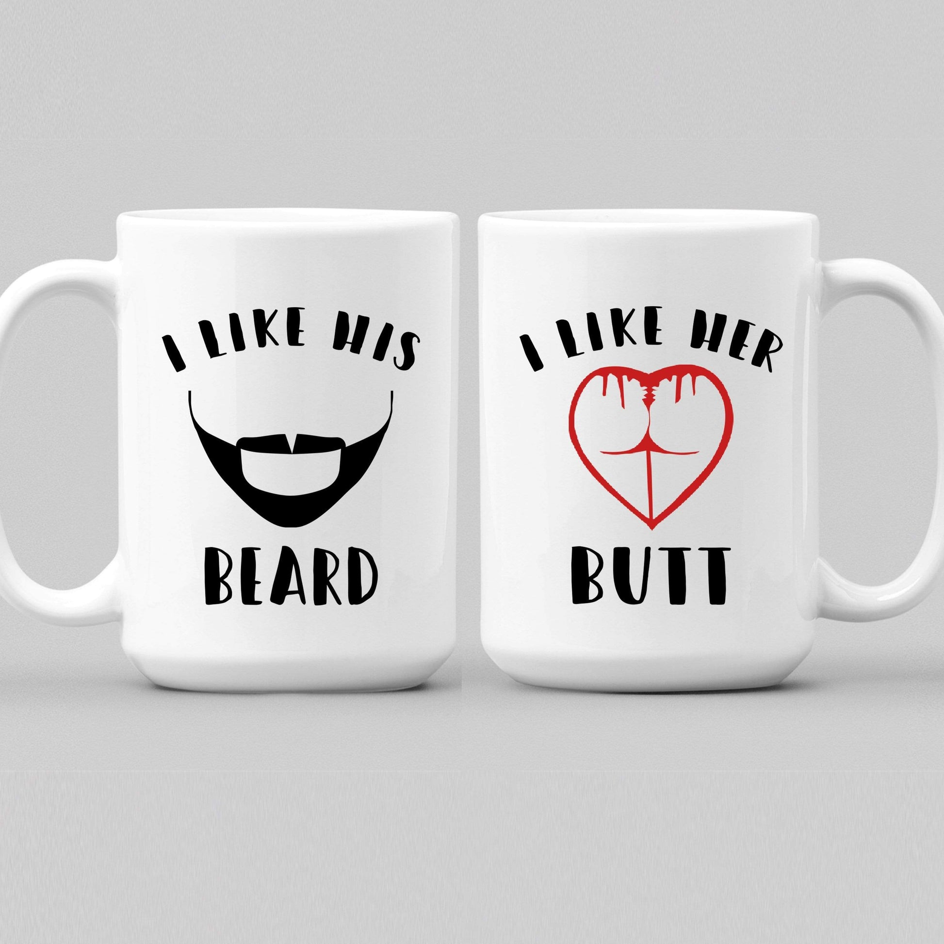 Mugs I Like His Beard, I Like Her Butt Couples Funny Coffee Mug