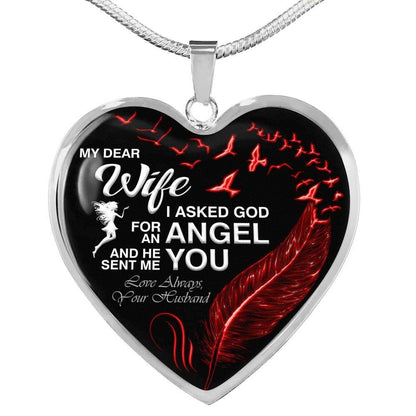 "Dear Wife You Are My Angle" Necklace For Your Love **With Transparency**