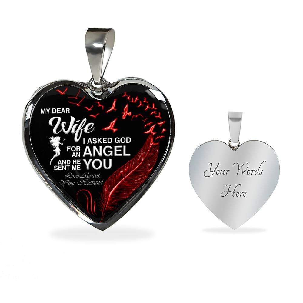 "Dear Wife You Are My Angle" Necklace For Your Love **With Transparency**