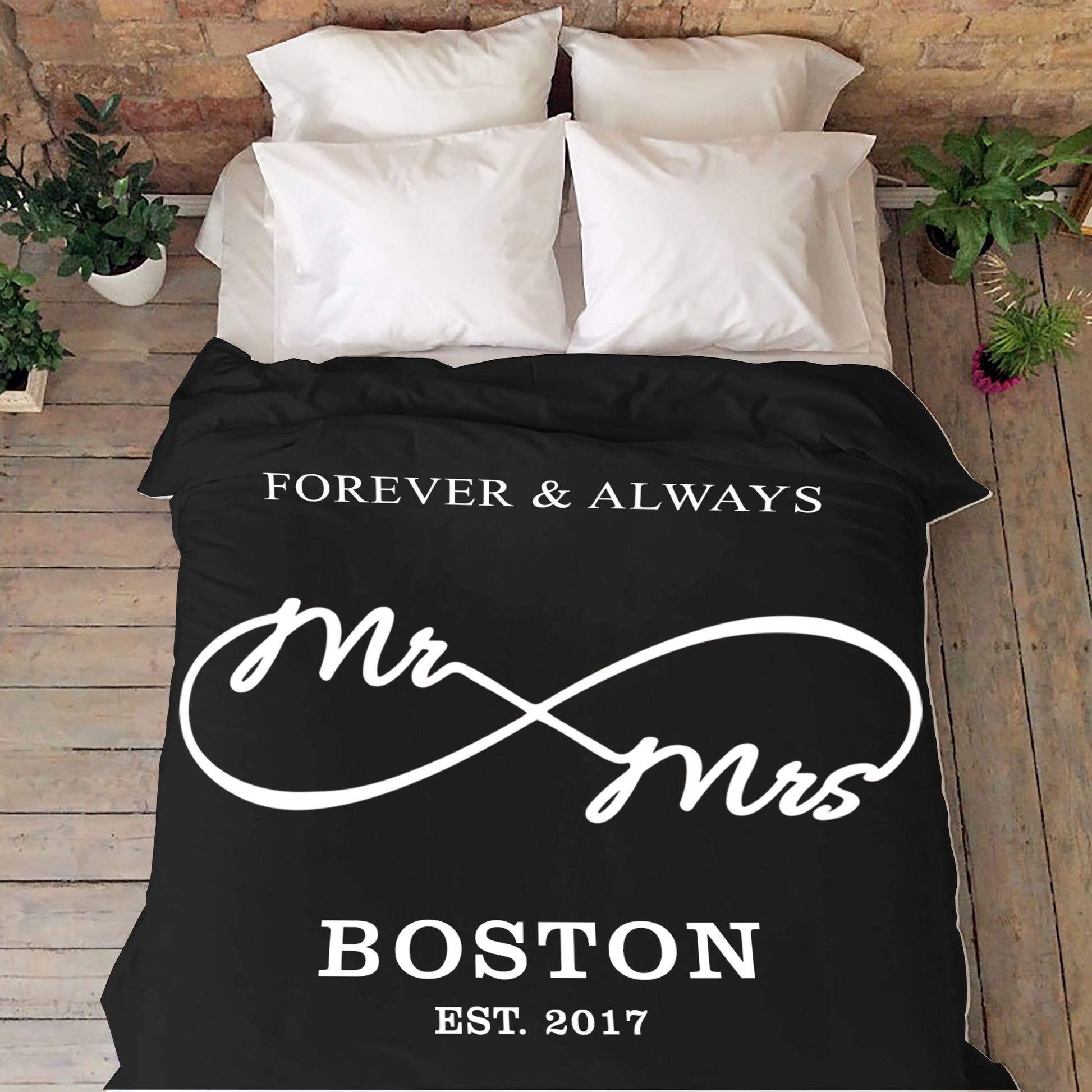 Love You "Always & Forever" Personalized Mr & Mrs Blanket