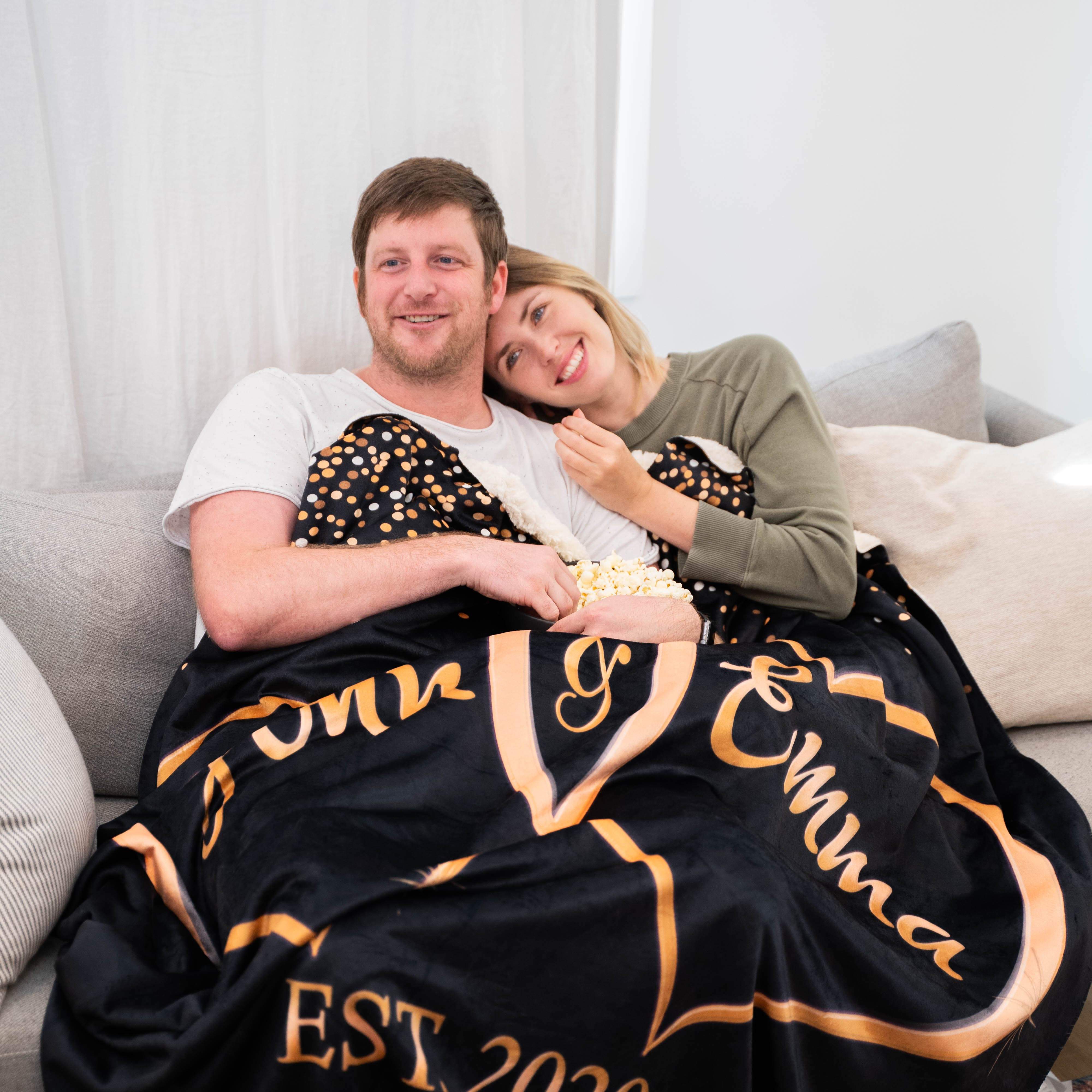 Personalized Passion Personalized Soft and Cozy Blanket for Couples - Gifts  Black - 40x60 Inches