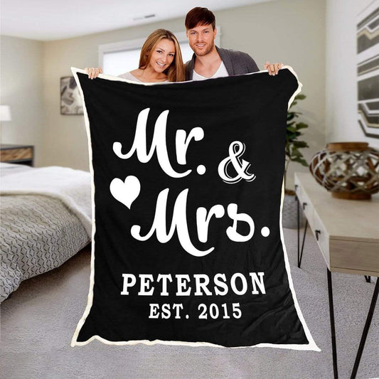 Mr And Mrs Personalized Blanket for Couples