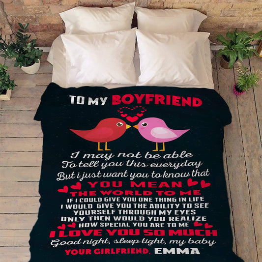 "To My Boyfriend I Love You So Much"- Personalized Blanket