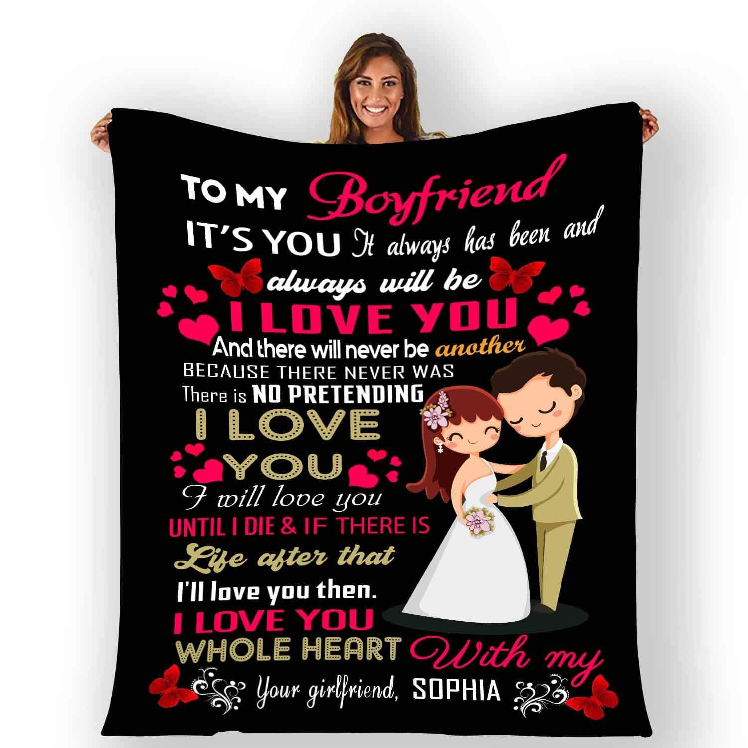 "To My Boyfriend I Love You With My Whole Heart "- To My Boyfriend Personalized Blanket 