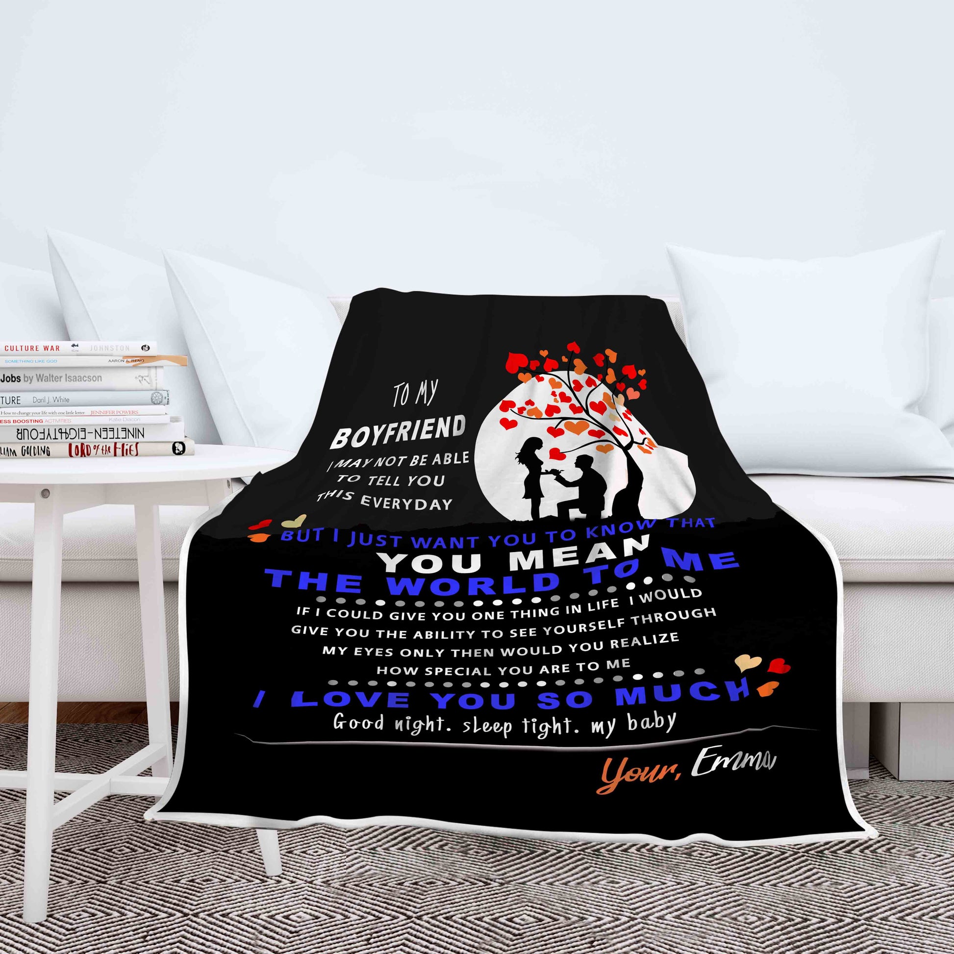 "To My Boyfriend You Mean The World To Me" Personalized Blanket for Boyfriend