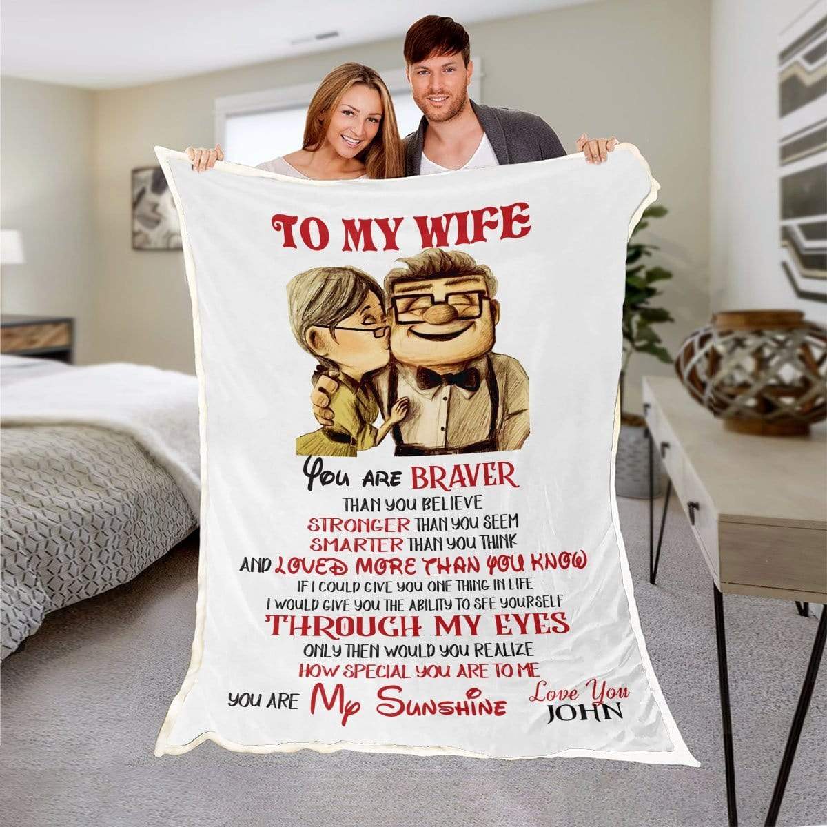 WHITE  To My Wife Personalized Blanket